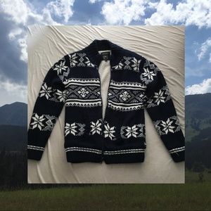 Navy Blue Zip Up Buffalo Sweater